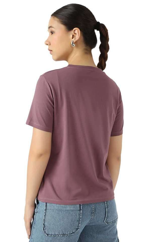 Graphic-Print-Blended-Fabric-Round-Neck-Women-s-T-Shirt
