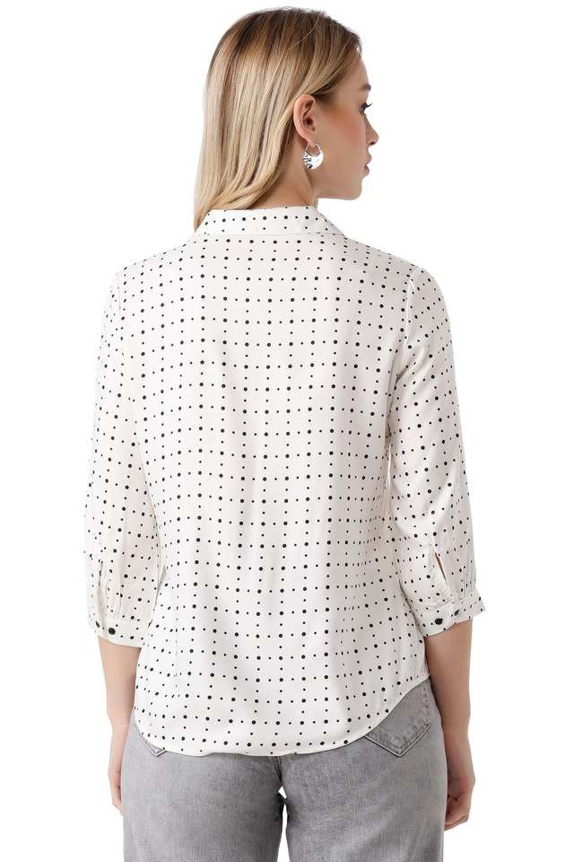 Polka-Dots-Rayon-Women-s-Casual-Wear-Shirt