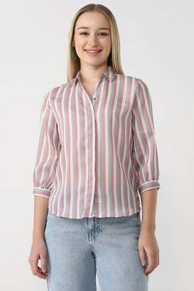 Stripes-Polyester-Slim-Fit-Women-s-Shirt