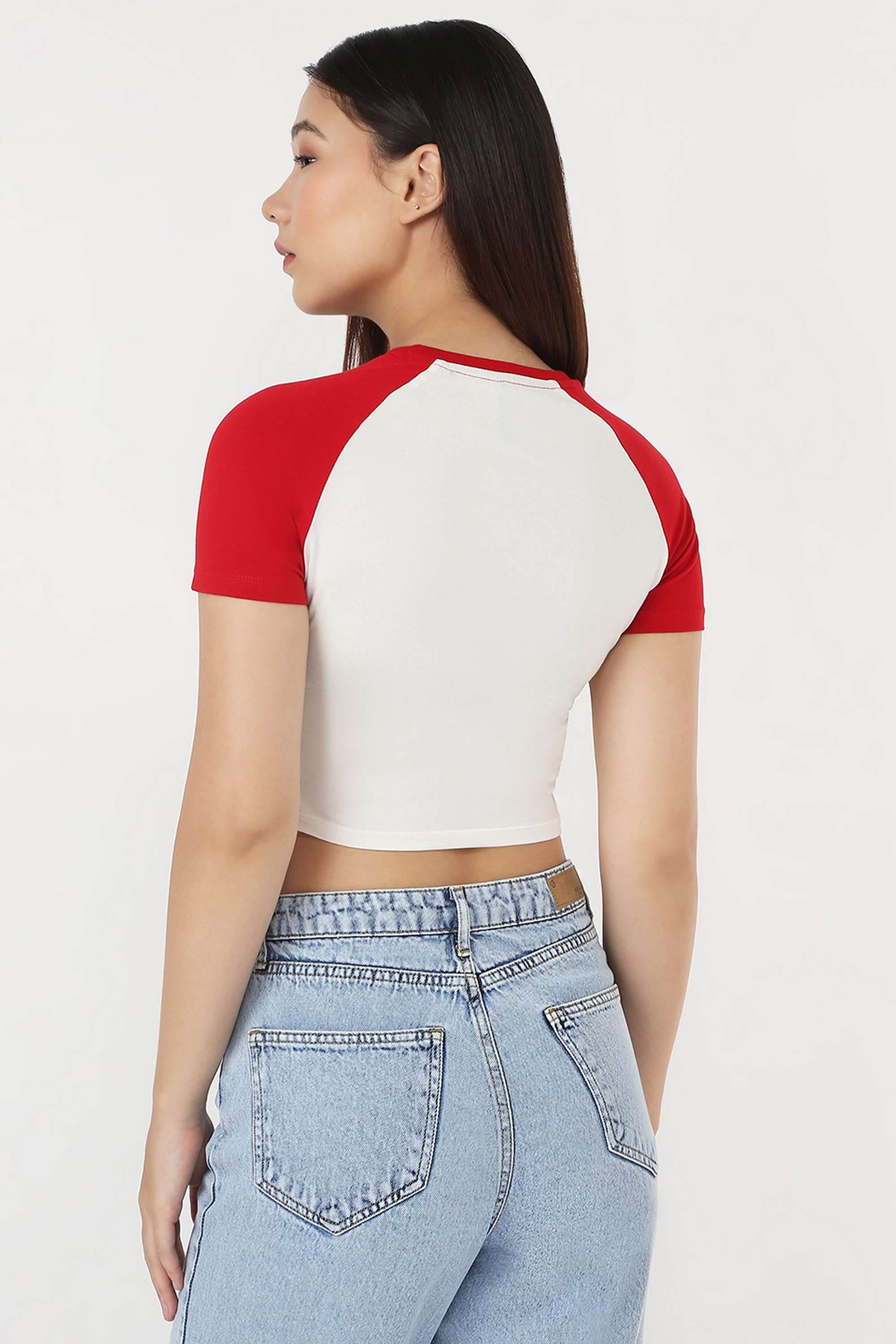 Solid-Blended-Fabric-Round-Neck-Women-s-Top