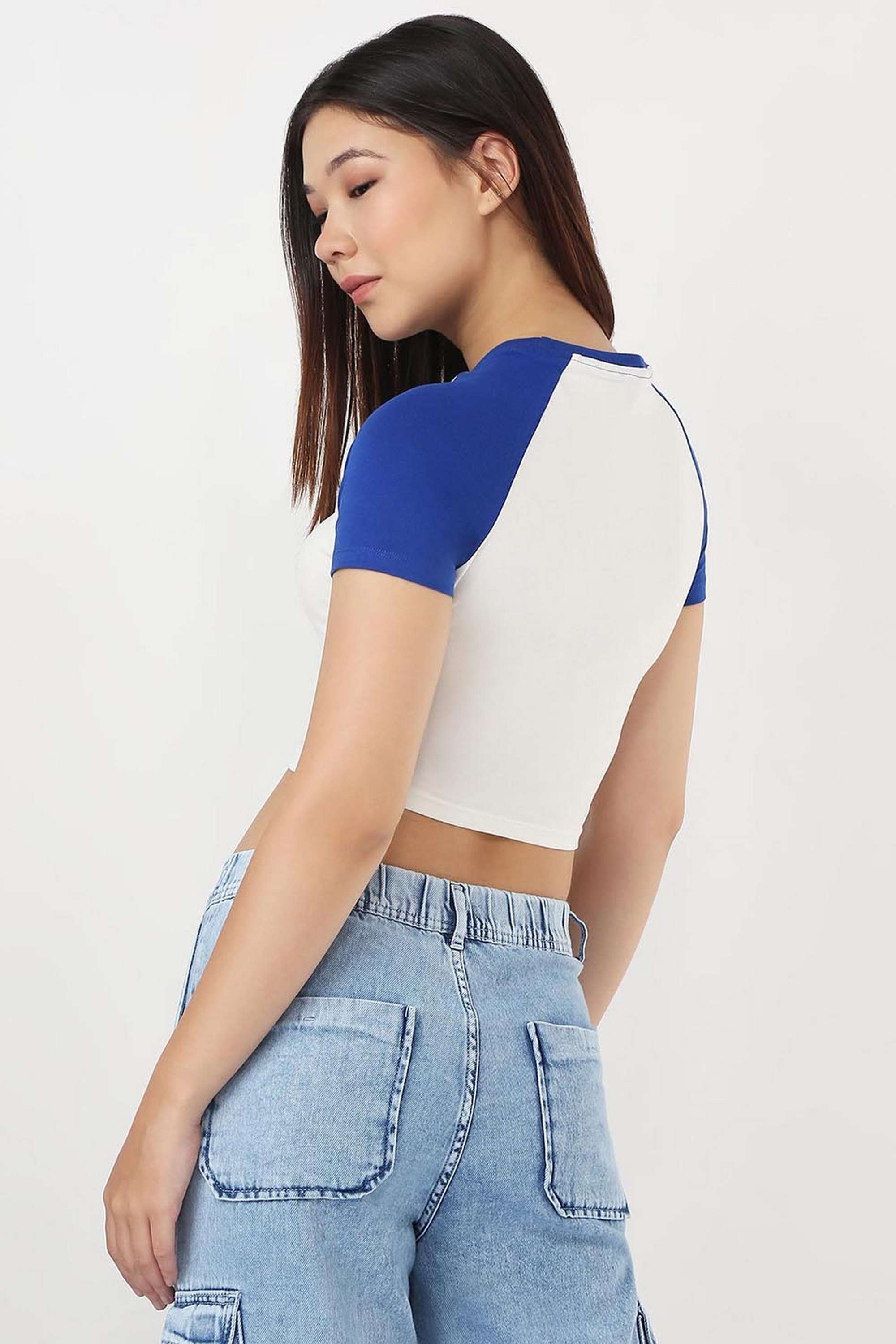 Solid-Blended-Fabric-Round-Neck-Women-s-Top