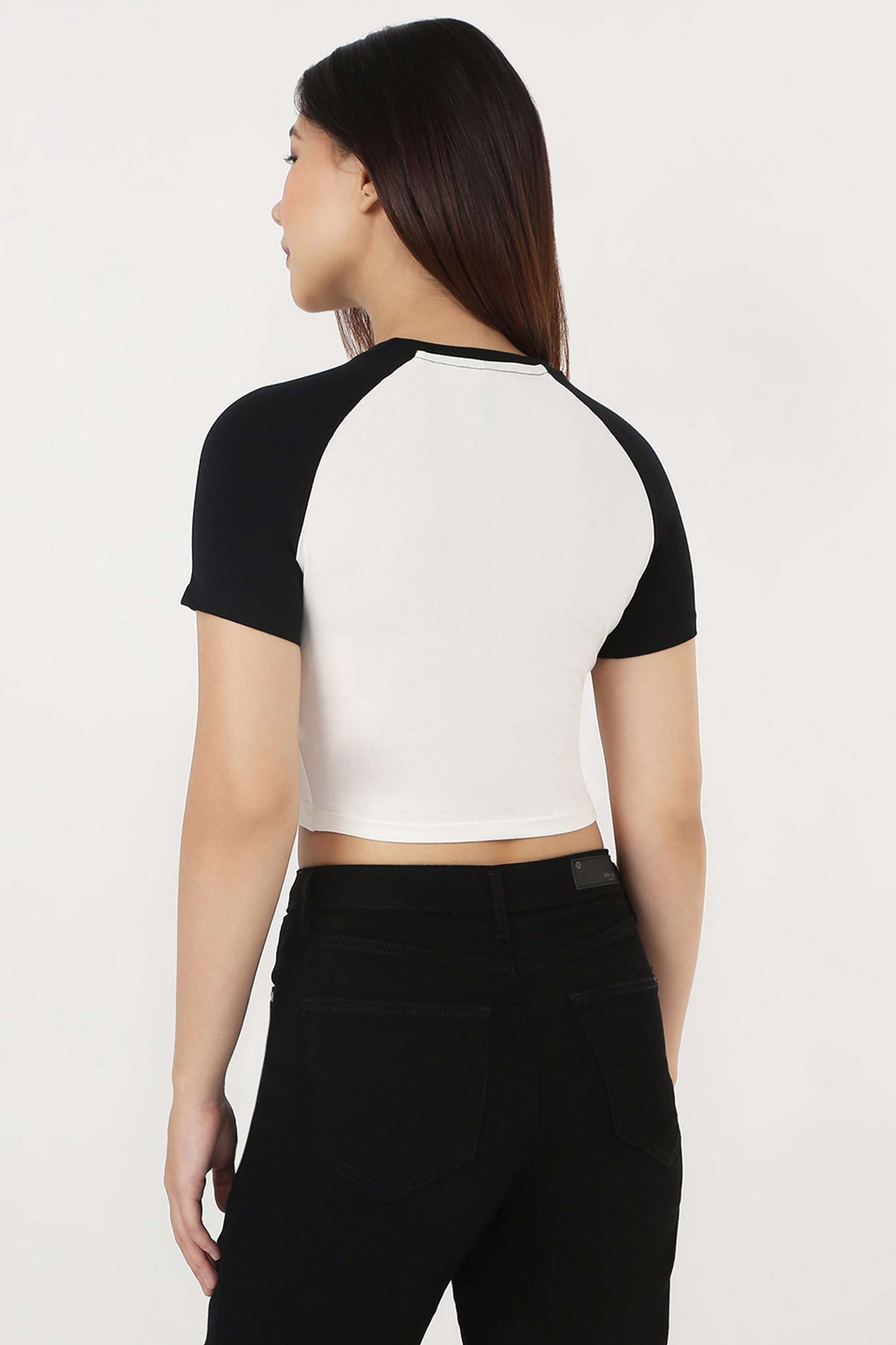 Solid-Blended-Fabric-Round-Neck-Women-s-Top