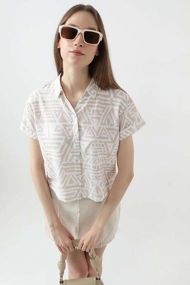 Printed-Blended-Fabric-Slim-Fit-Women-s-Shirt
