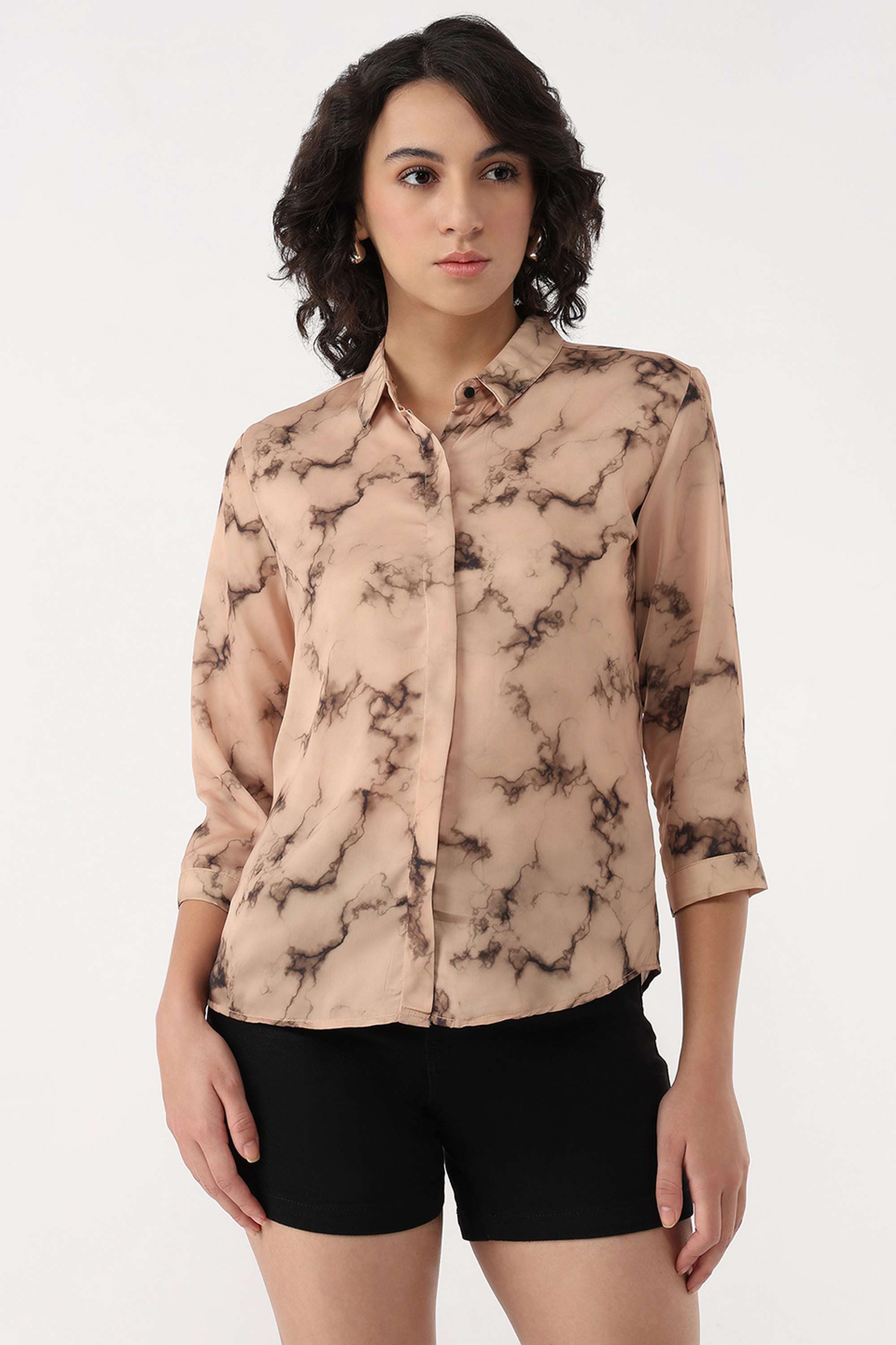 Floral-Polyester-Slim-Fit-Women-s-Shirt
