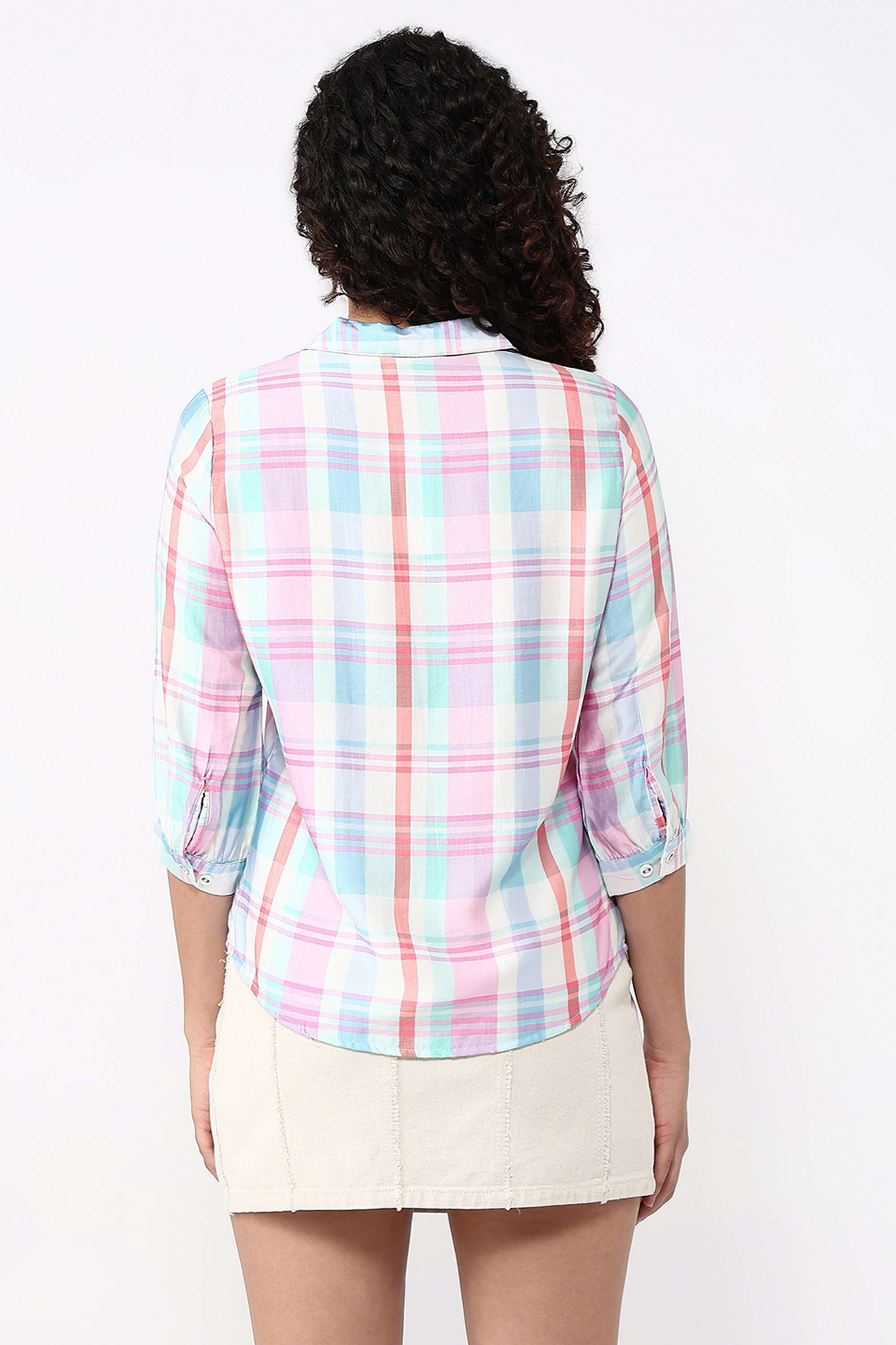 Checks-Collared-Viscose-Women-s-Casual-Wear-Shirt