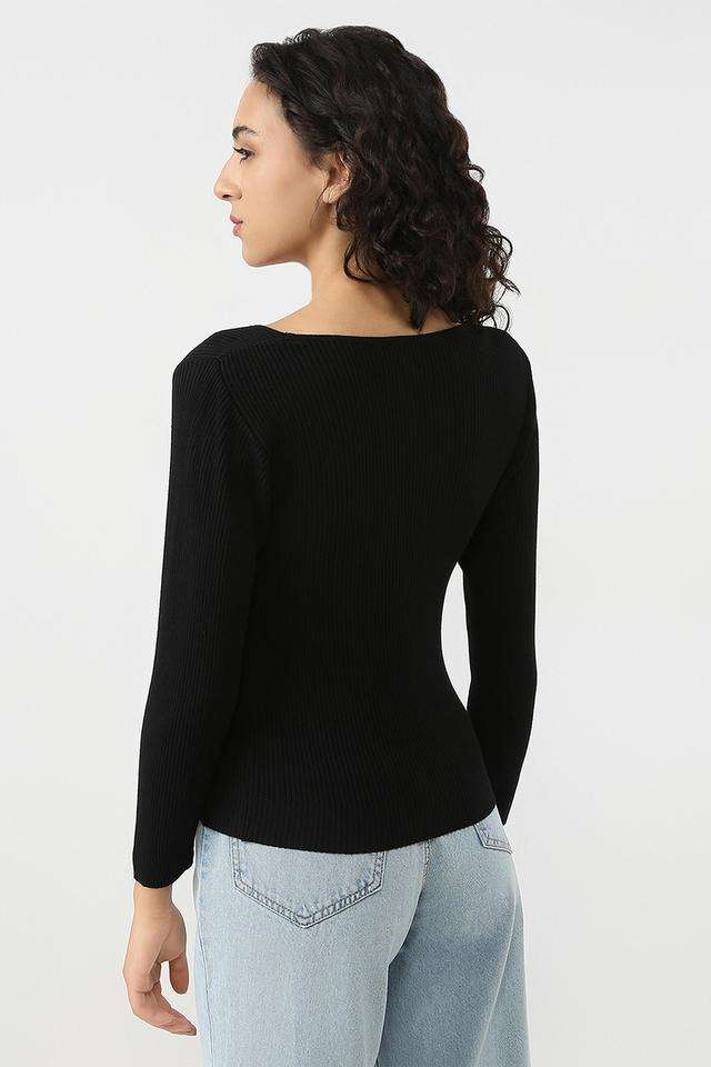 Solid-Blended-Fabric-V-Neck-Women-s-Top