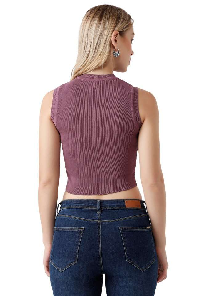 Solid-Blended-Fabric-Round-Neck-Women-s-Tank-Top