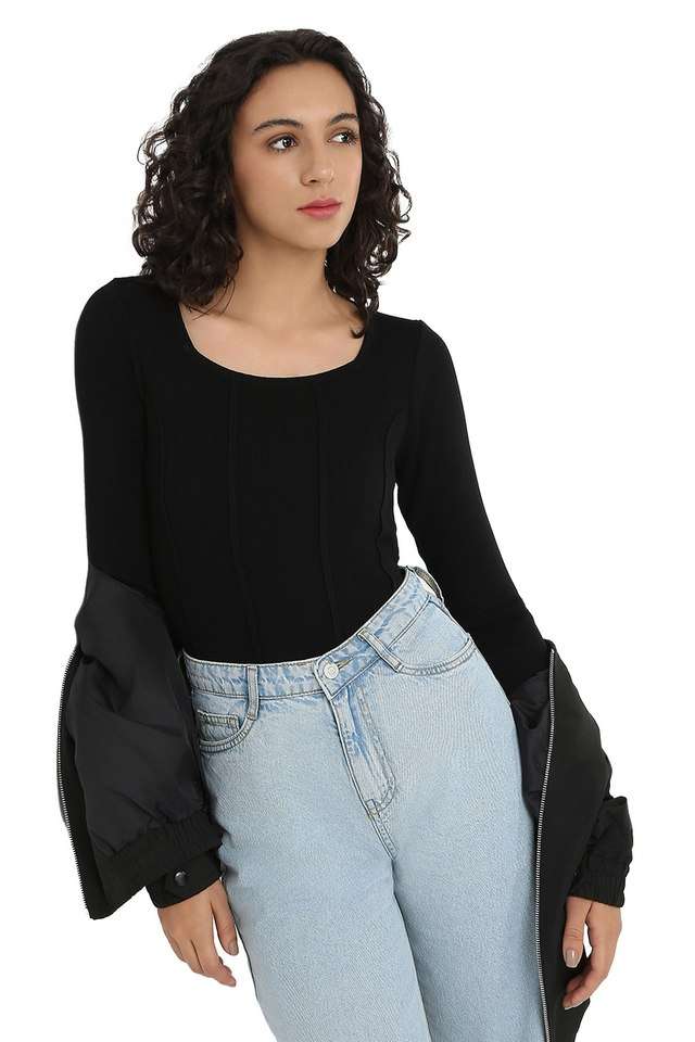 Solid-Viscose-Square-Neck-Women-s-Top
