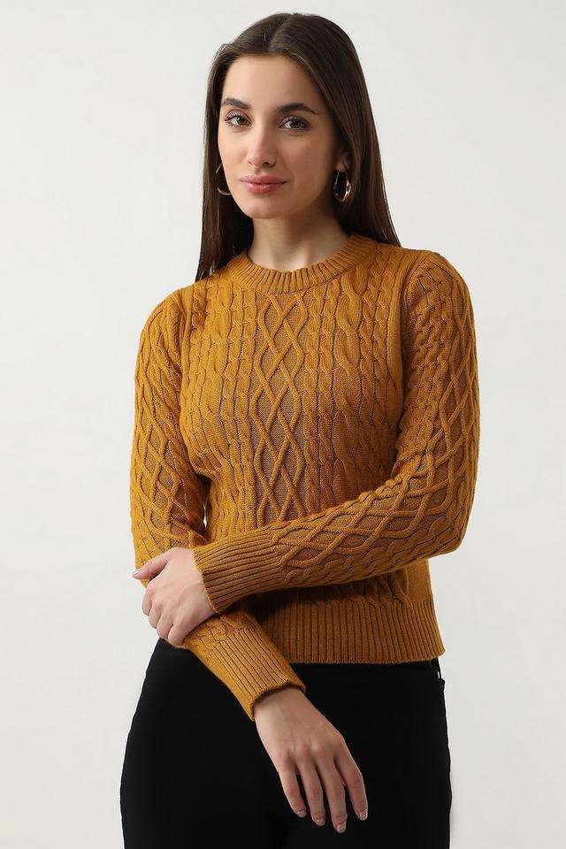 Solid-Blended-Fabric-Round-Neck-Women-s-Sweater