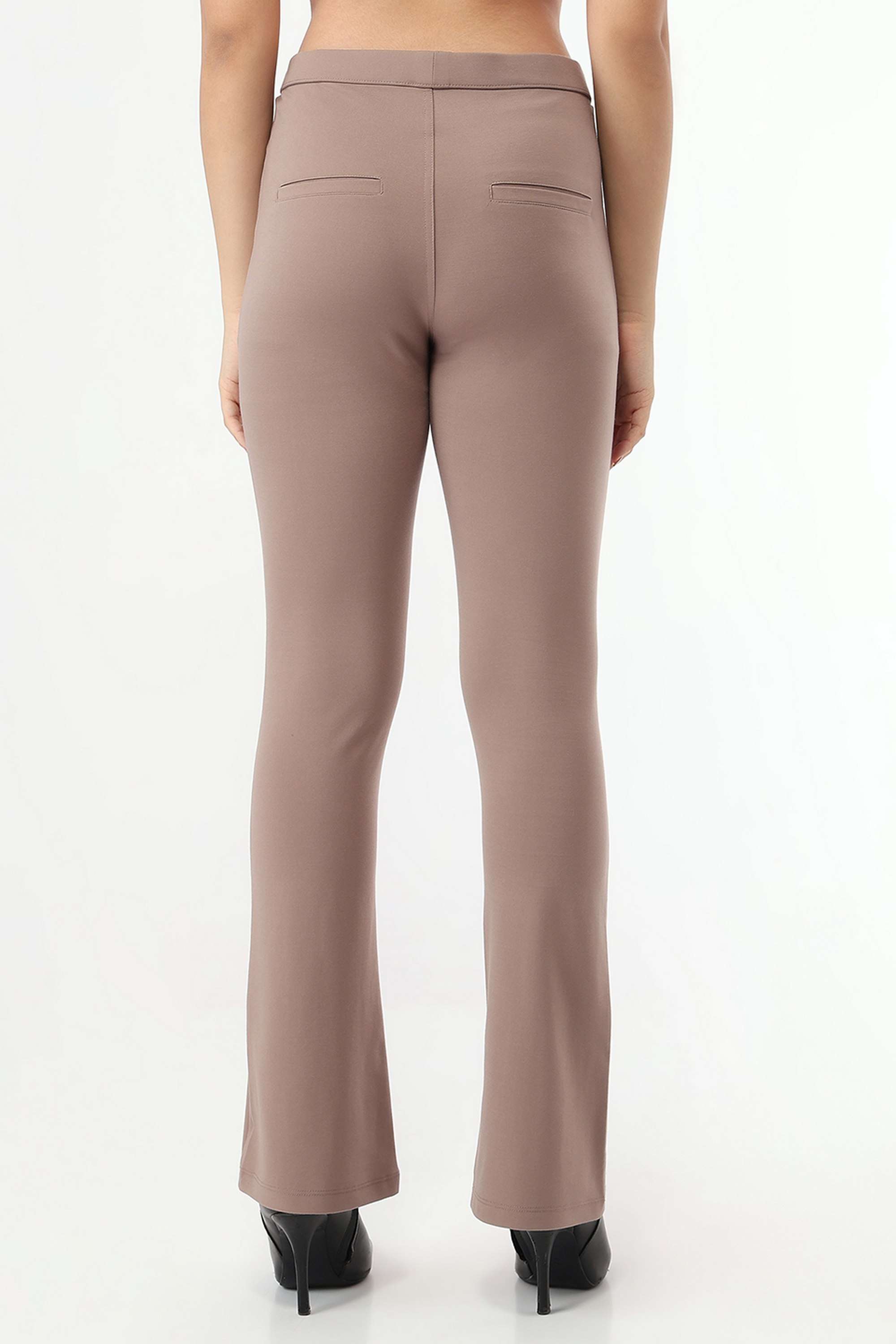 Solid-Relaxed-Fit-Blended-Fabric-Women-s-Casual-Wear-Treggings