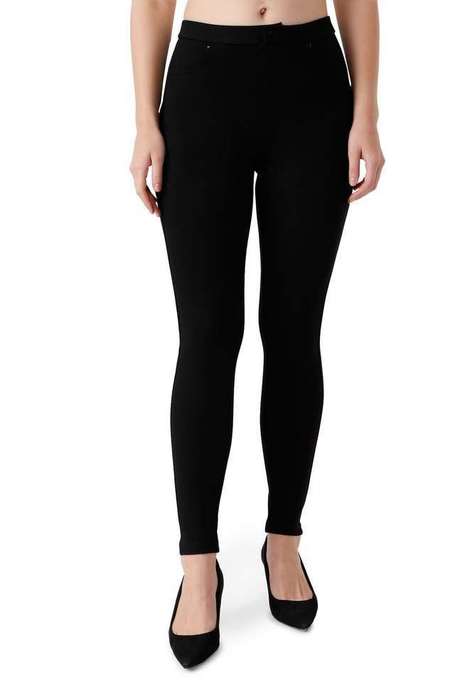 High-Rise-Blended-Fabric-Skinny-Fit-Women-s-Treggings