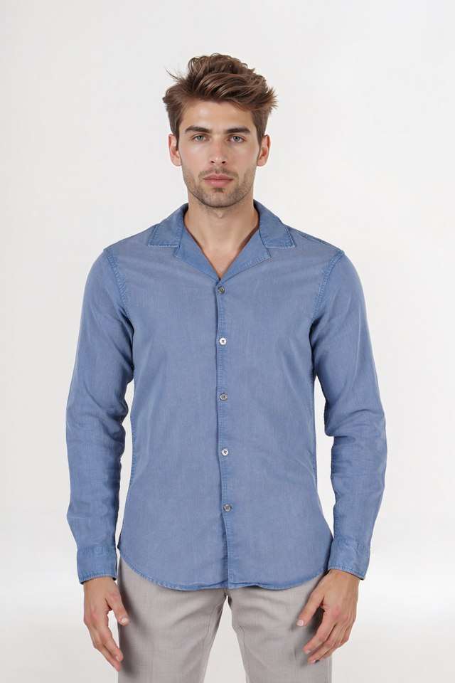 Solid-Cotton-Blend-Regular-Fit-Men-s-Casual-Wear-Shirt