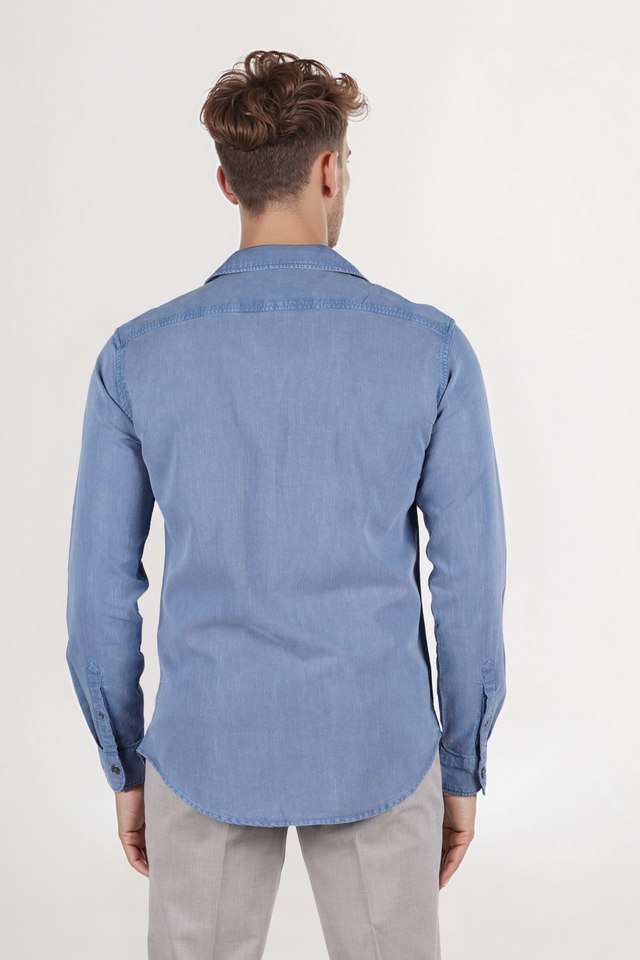 Solid-Cotton-Blend-Regular-Fit-Men-s-Casual-Wear-Shirt