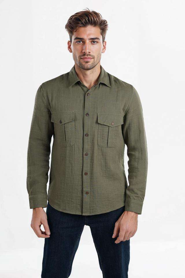 Solid-Cotton-Regular-Fit-Men-s-Casual-Shirt