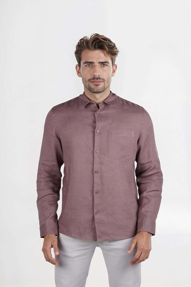Solid-Linen-Regular-Fit-Men-s-Casual-Wear-Shirt
