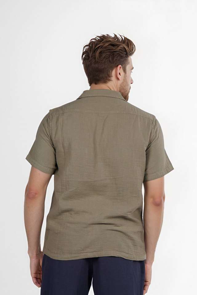 Solid-Cotton-Regular-Fit-Men-s-Casual-Wear-Shirt