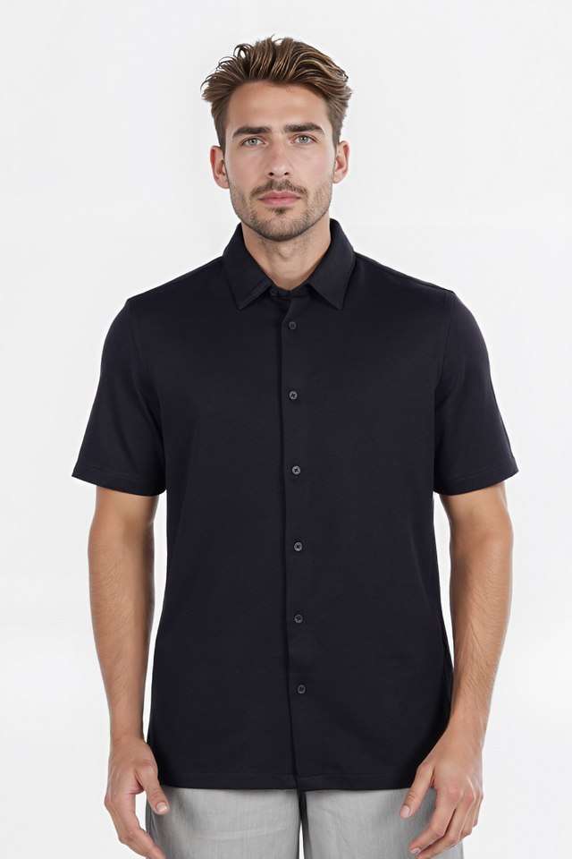 Solid-Cotton-Blend-Regular-Fit-Men-s-Casual-Wear-Shirt