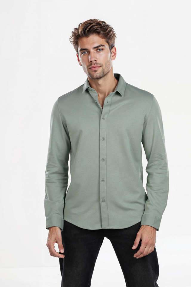 Solid-Cotton-Blend-Regular-Fit-Men-s-Casual-Wear-Shirt