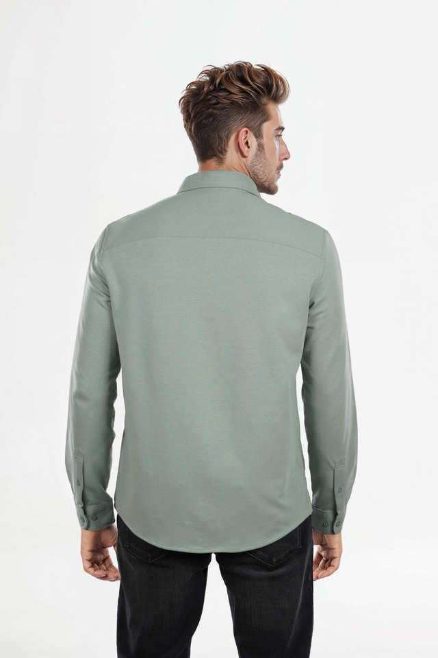 Solid-Cotton-Blend-Regular-Fit-Men-s-Casual-Wear-Shirt