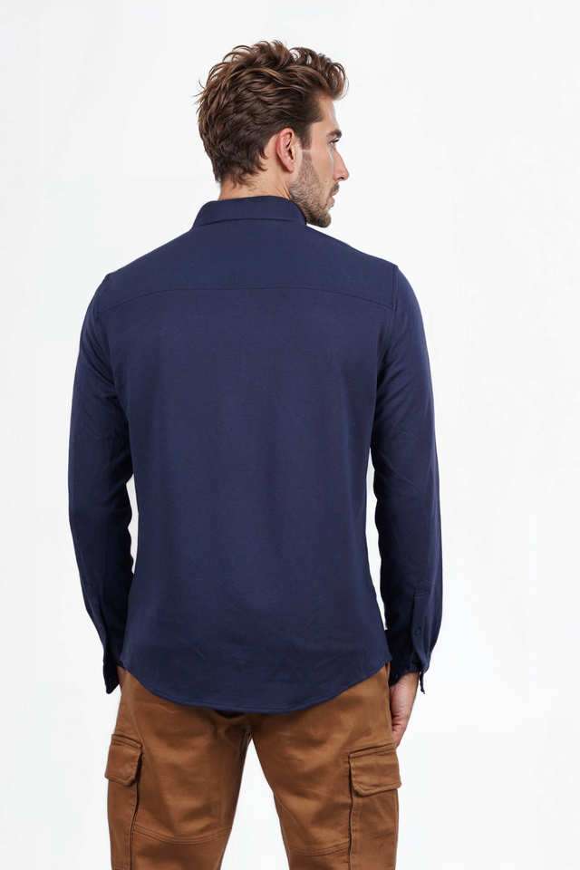 Solid-Cotton-Blend-Regular-Fit-Men-s-Casual-Wear-Shirt