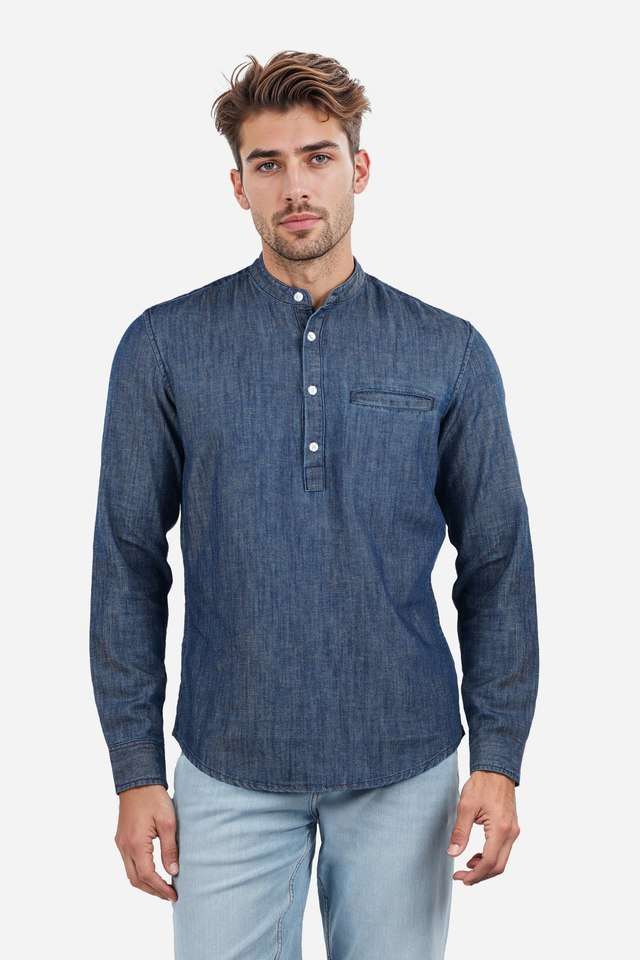 Solid-Cotton-Blend-Regular-Fit-Men-s-Casual-Wear-Shirt