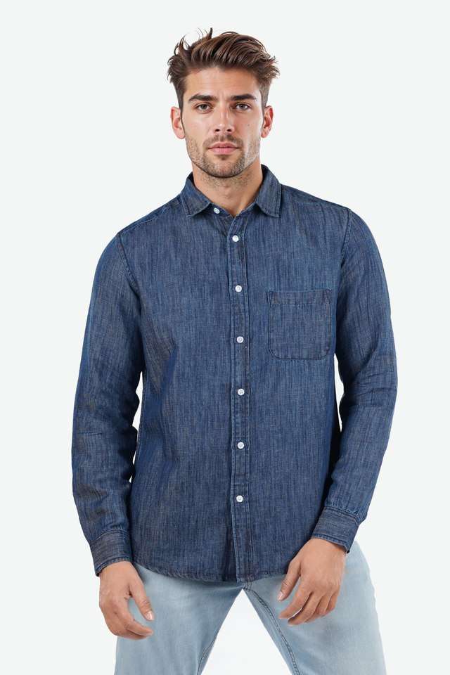 Solid-Cotton-Blend-Regular-Fit-Men-s-Casual-Wear-Shirt