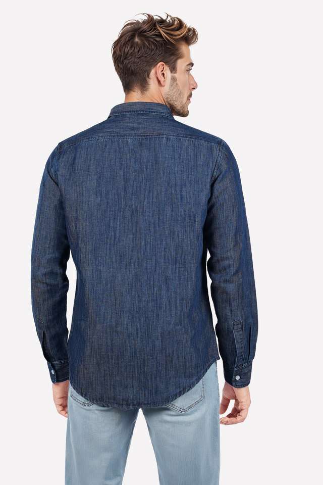 Solid-Cotton-Blend-Regular-Fit-Men-s-Casual-Wear-Shirt