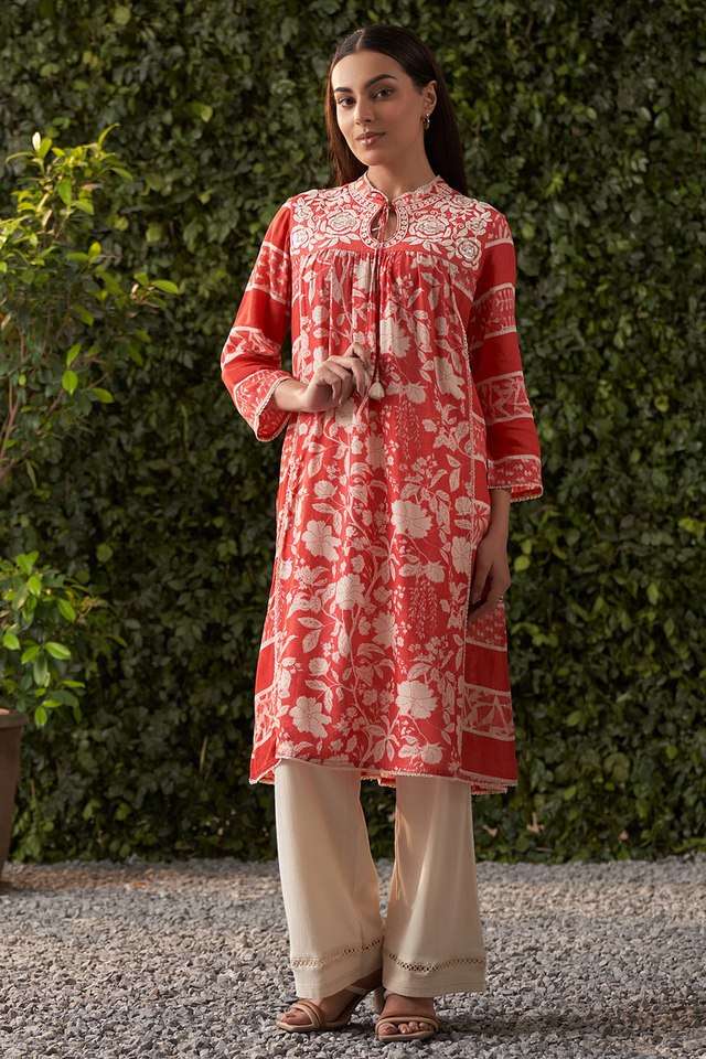 Printed-Blended-Fabric-Relaxed-Fit-Women-s-Kurta