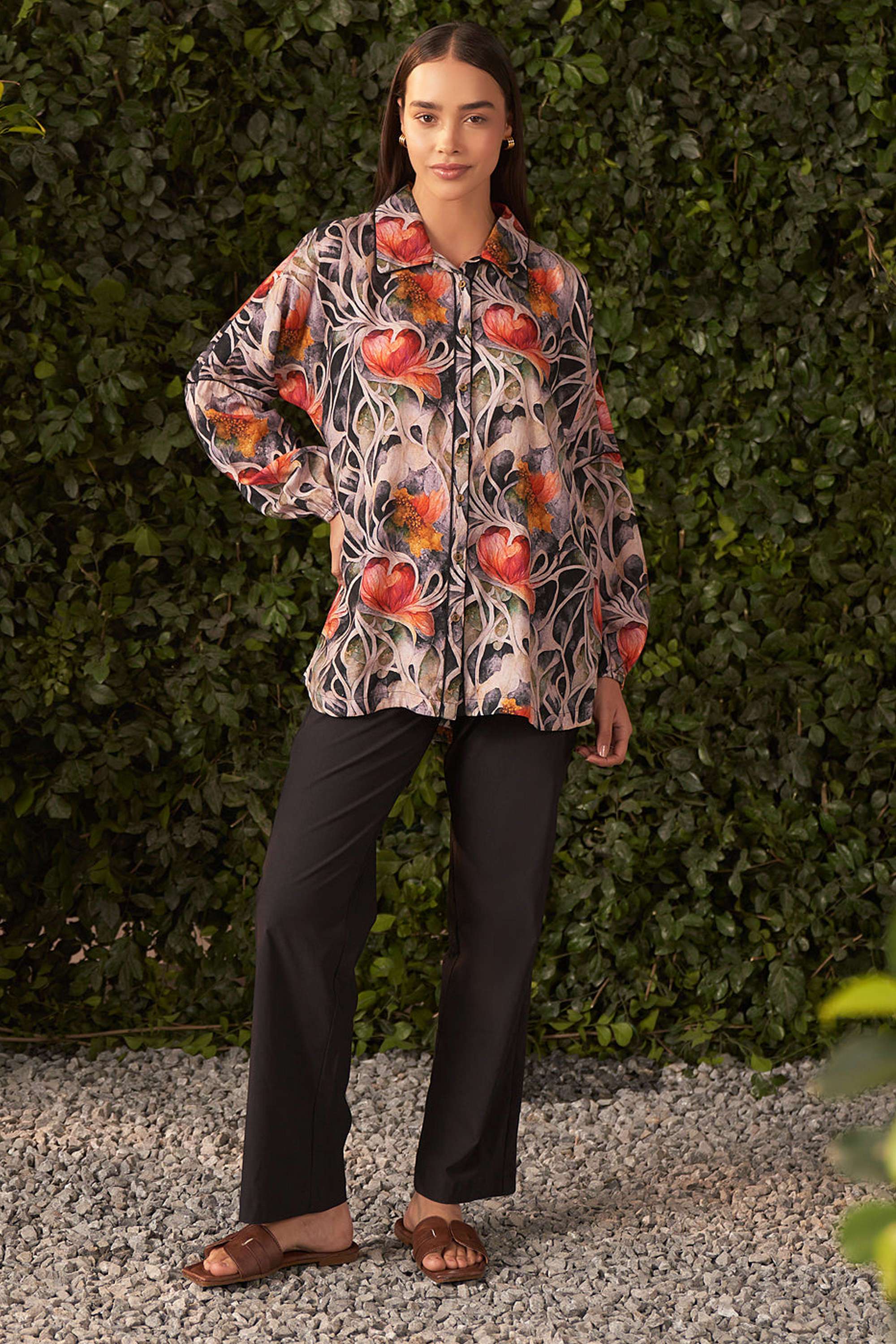 Printed-Blended-Fabric-Round-Neck-Women-s-Festive-Wear-Tunic