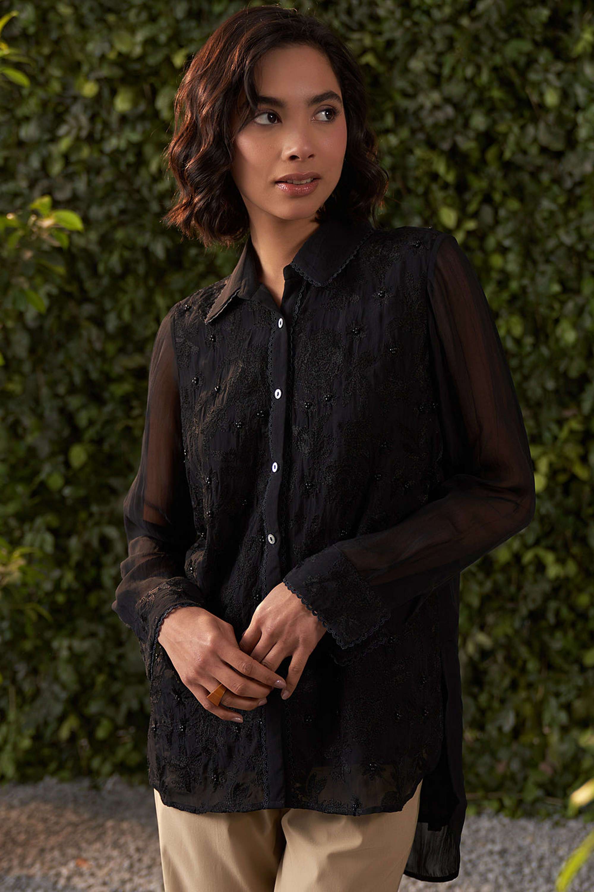 Textured-Blended-Fabric-Round-Neck-Women-s-Festive-Wear-Tunic