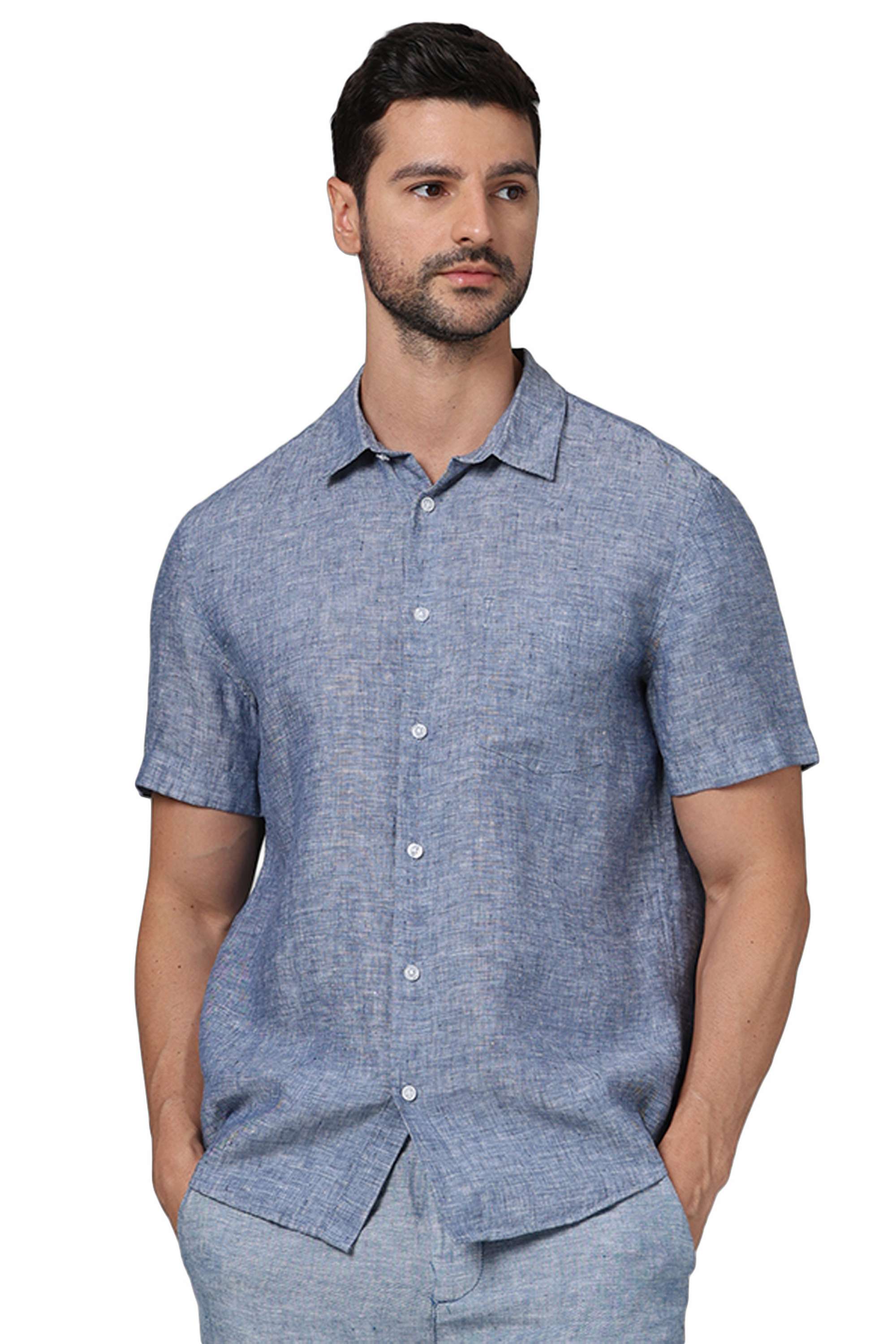 Solid-Linen-Regular-Fit-Men-s-Casual-Wear-Shirt