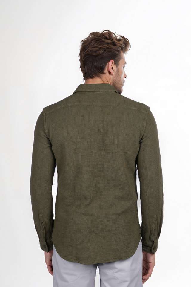 Solid-Cotton-Regular-Fit-Men-s-Casual-Wear-Shirt