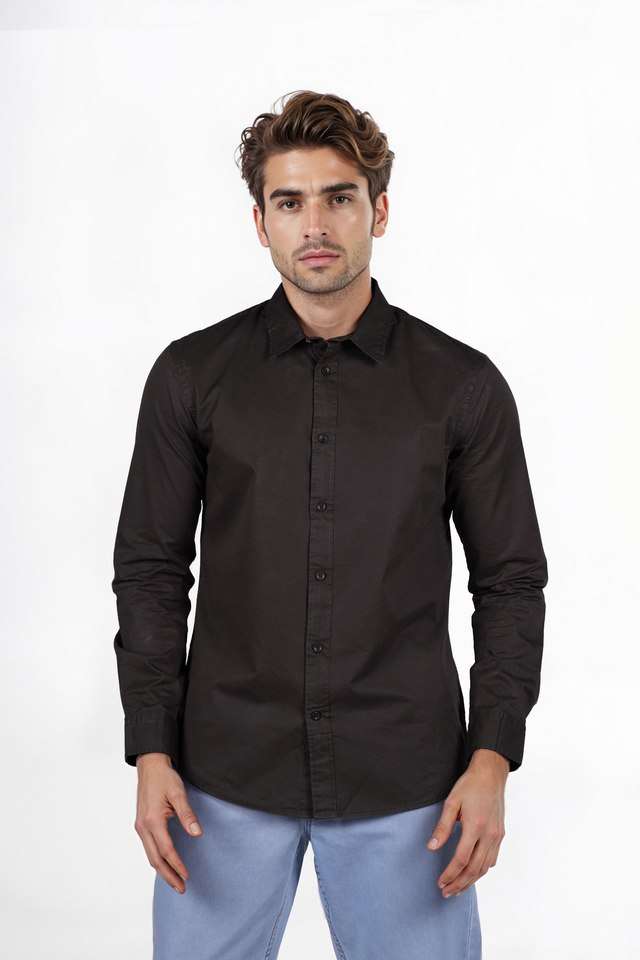 Solid-Cotton-Regular-Fit-Men-s-Casual-Wear-Shirt