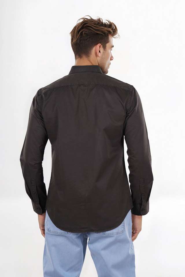 Solid-Cotton-Regular-Fit-Men-s-Casual-Wear-Shirt