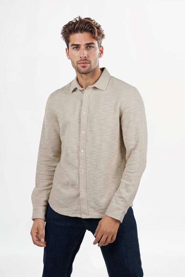 Solid-Cotton-Blend-Regular-Fit-Men-s-Casual-Wear-Shirt