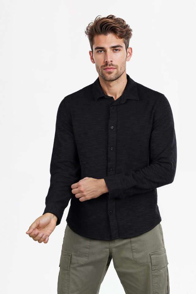 Solid-Cotton-Blend-Regular-Fit-Men-s-Casual-Wear-Shirt