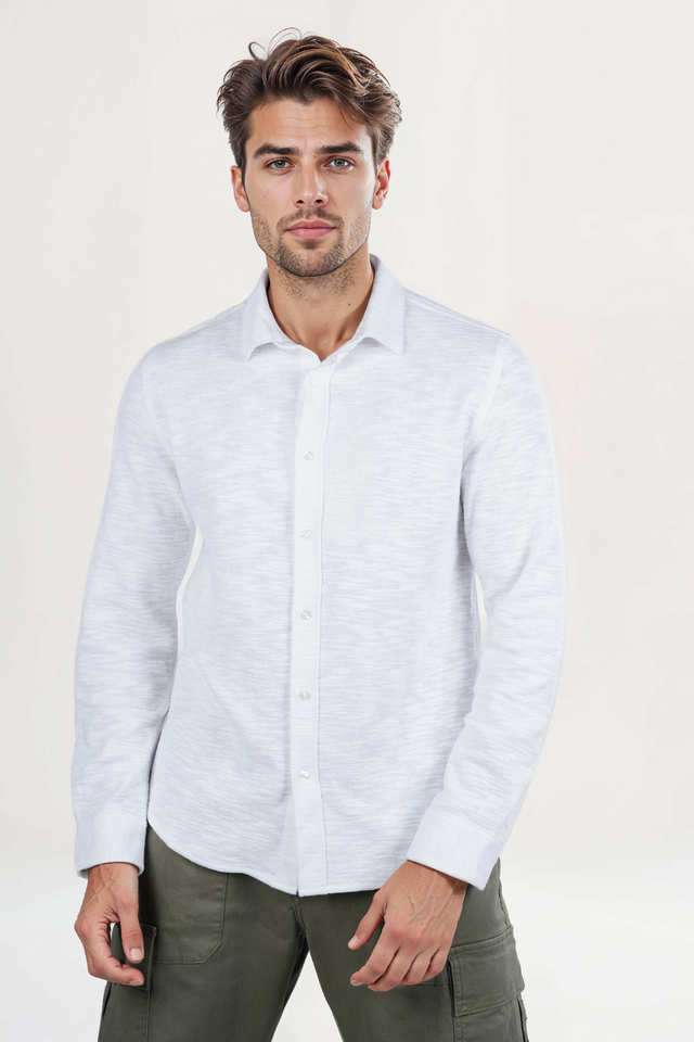 Solid-Cotton-Blend-Regular-Fit-Men-s-Casual-Wear-Shirt