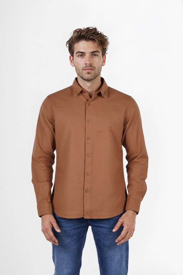 Solid-Cotton-Regular-Fit-Men-s-Casual-Wear-Shirt