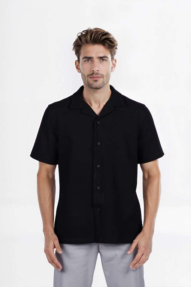 Solid-Polyester-Blend-Regular-Fit-Men-s-Casual-Wear-Shirt