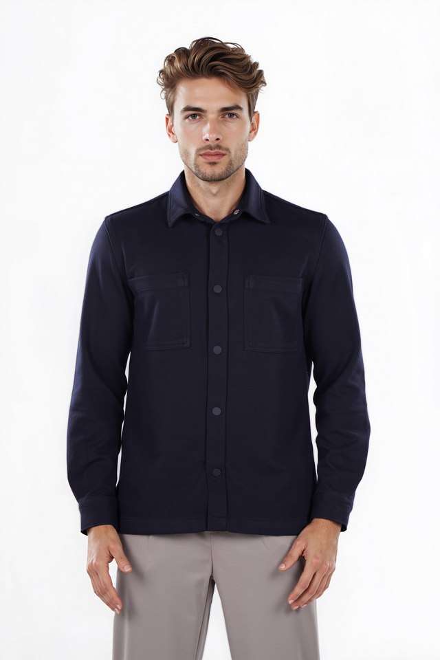 Solid-Polyester-Blend-Regular-Fit-Men-s-Casual-Wear-Shirt