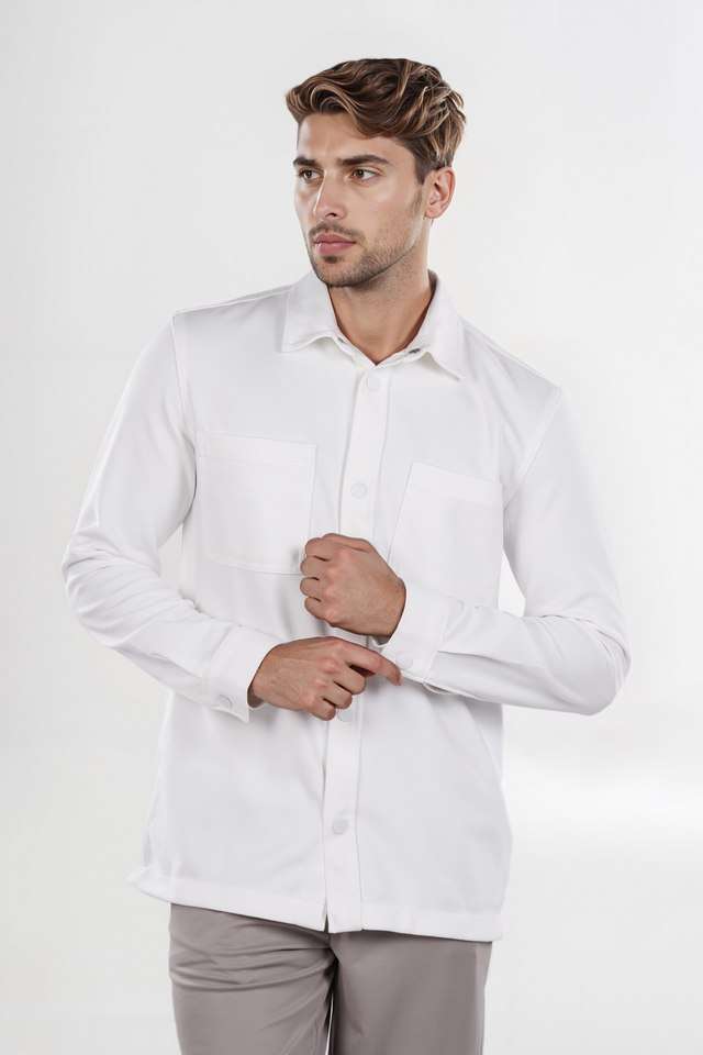 Solid-Polyester-Blend-Regular-Fit-Men-s-Casual-Wear-Shirt