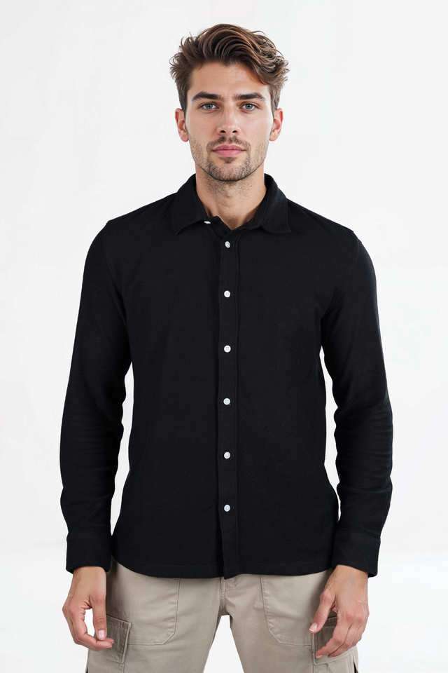 Solid-Cotton-Blend-Regular-Fit-Men-s-Casual-Wear-Shirt