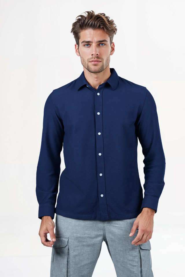 Solid-Cotton-Blend-Regular-Fit-Men-s-Casual-Wear-Shirt