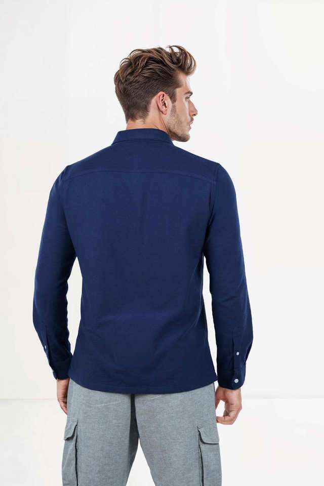 Solid-Cotton-Blend-Regular-Fit-Men-s-Casual-Wear-Shirt