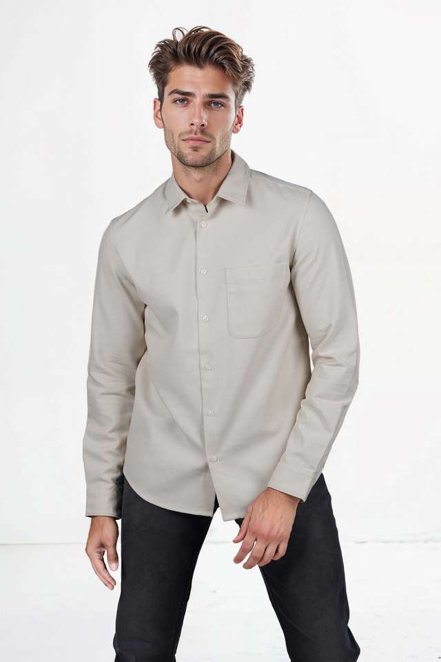 Solid-Polyester-Blend-Regular-Fit-Men-s-Casual-Wear-Shirt