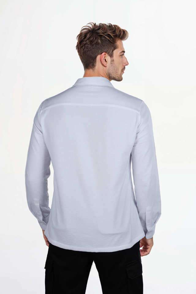 Solid-Cotton-Blend-Regular-Fit-Men-s-Casual-Wear-Shirt