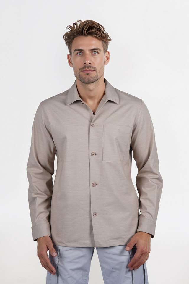 Solid-Polyester-Blend-Regular-Fit-Men-s-Casual-Wear-Shirt