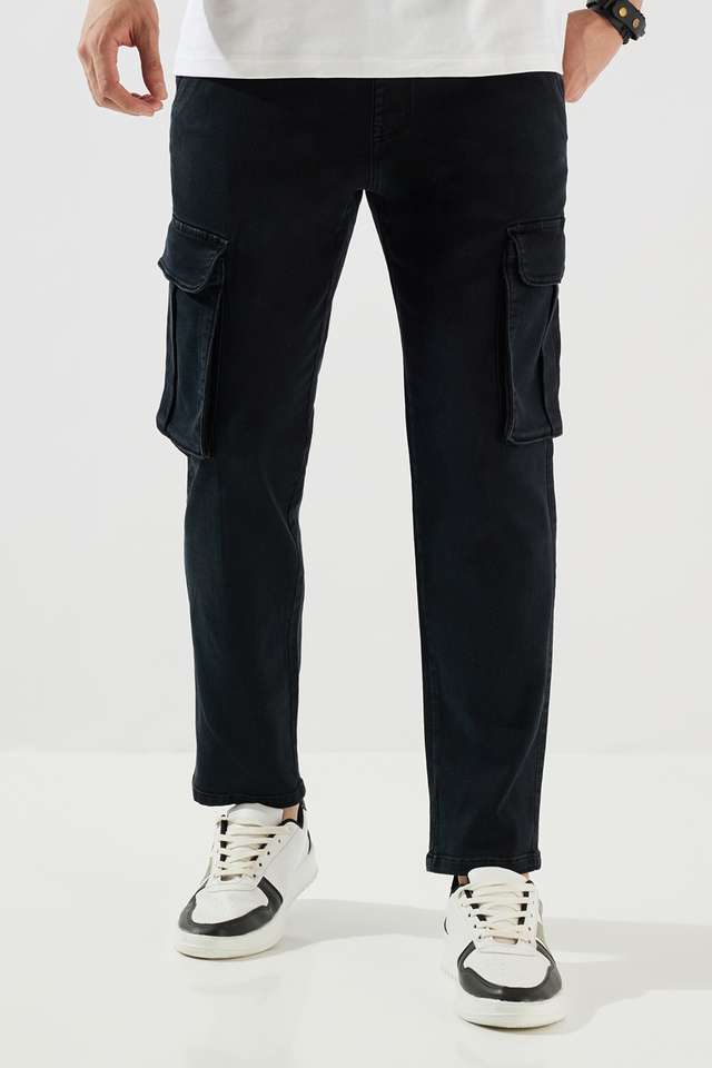 Solid-Blended-Fabric-Slim-Fit-Men-s-Cargo-Pants