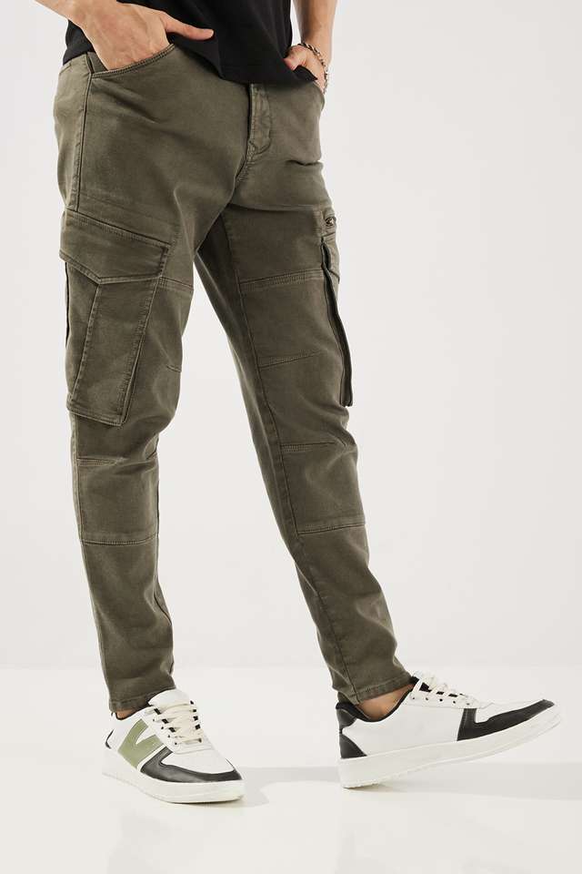 Solid-Blended-Fabric-Slim-Fit-Men-s-Cargo-Pants