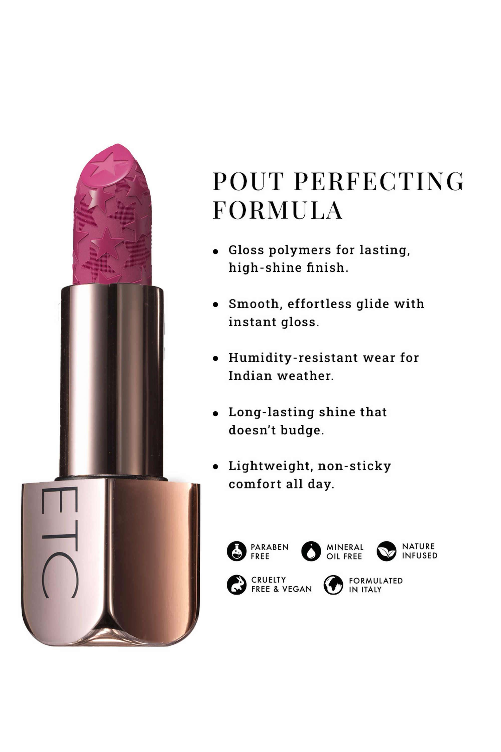 Pout -Perfect -Etc-Moisture-Shine-Lipstick---Sugar-Rush -4-gm